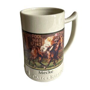Vintage Calder Race Course 1997 Mecke Beer Stein Mug Trained by Manny Tortora u